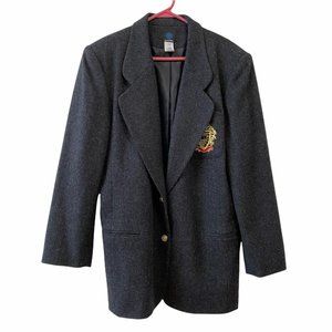 Vintage 100% Wool Grey Academic Blazer